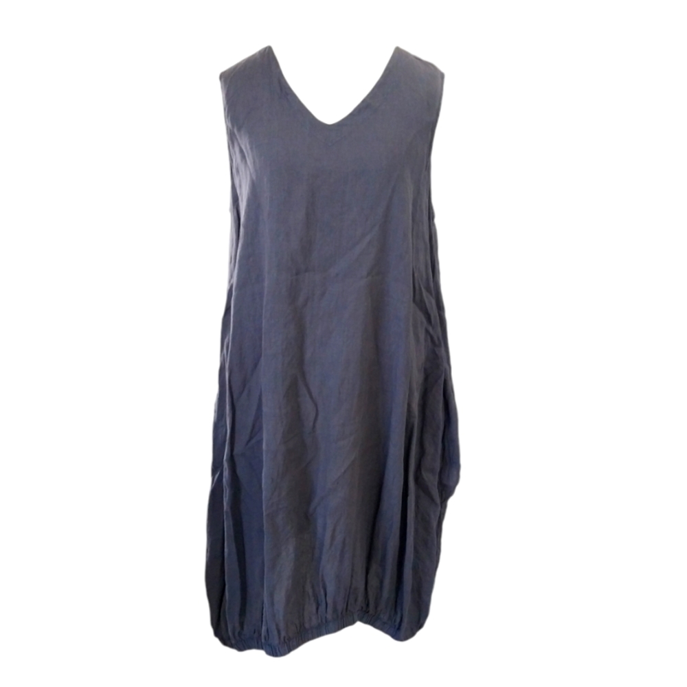 Match Point Linen Dress Women's XL Blue Gray Lagenlook